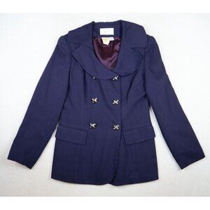 WOMEN'S NAVY BLUE DOUBLE-BREASTED BLAZER SUIT JACKET - APART - SIZE 4P